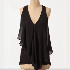 Anthropologie Bordeaux Drapey Black Racerback Top